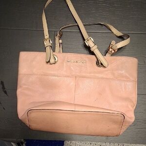 Michael Kors Blush Shoulder Tote with Cream Straps